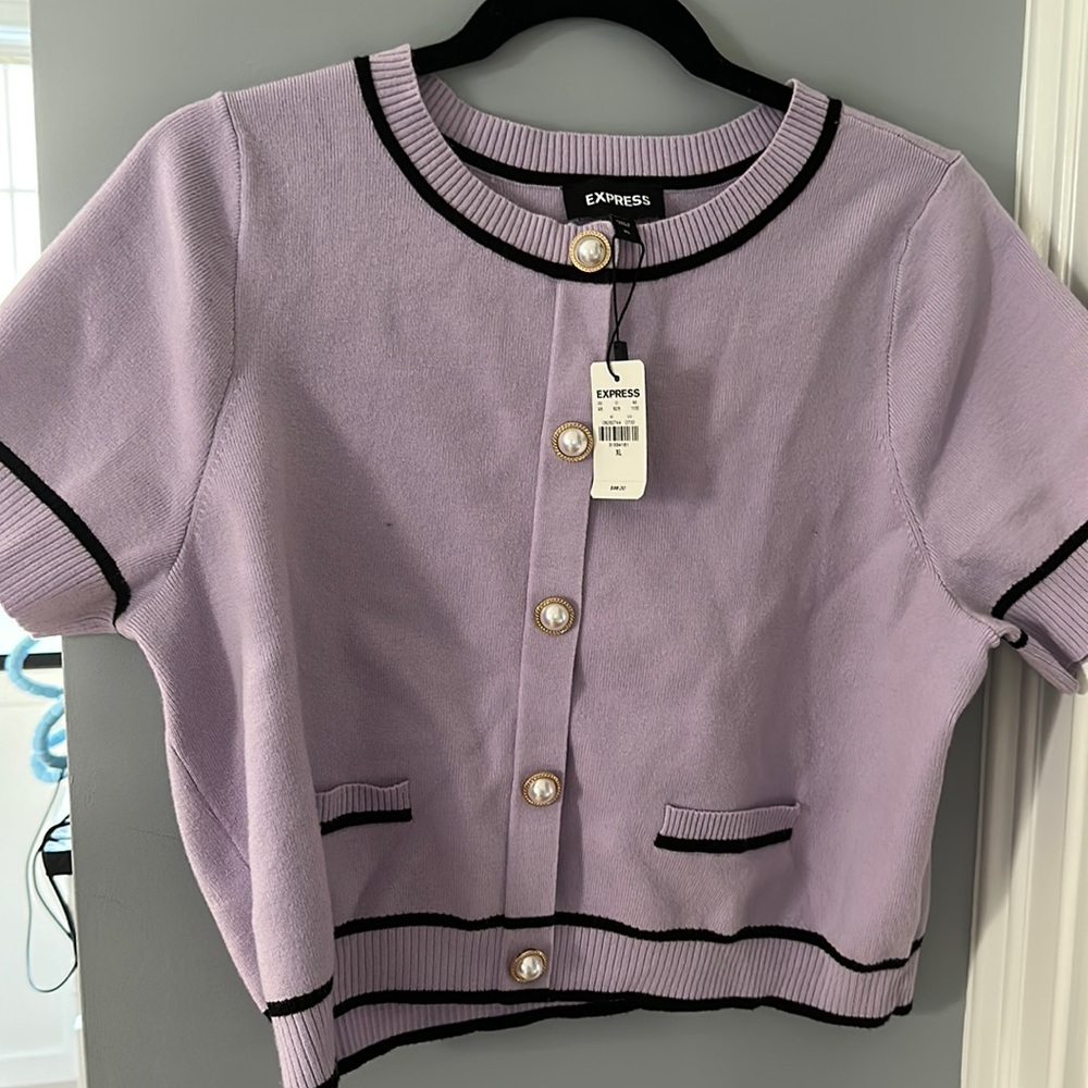 New with tags Express Short Sleeve Faux Pearl Button Front Cardigan, size XL